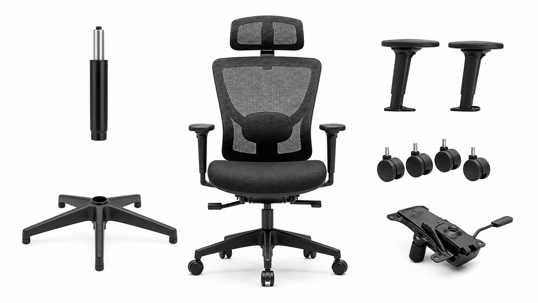 ¿Cuáles son las piezas principales de una silla de oficina?