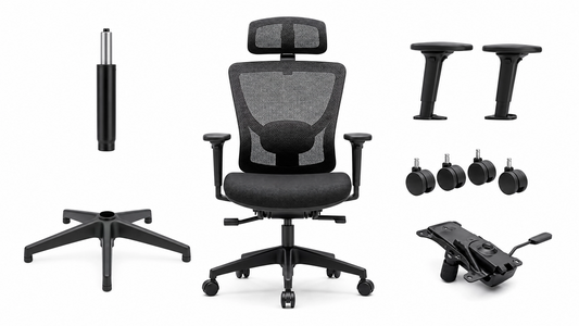 ¿Cuáles son las piezas principales de una silla de oficina?